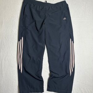 Vintage Adidas Track Pants XL Baggy Wide Leg Navy Stripes Blokecore Y2K 2000s